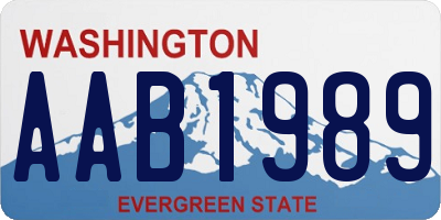 WA license plate AAB1989