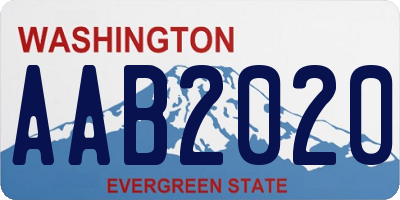 WA license plate AAB2020