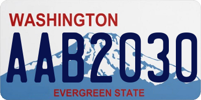 WA license plate AAB2030