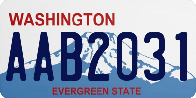 WA license plate AAB2031