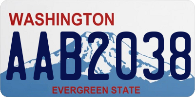 WA license plate AAB2038