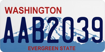 WA license plate AAB2039
