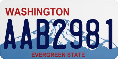 WA license plate AAB2981