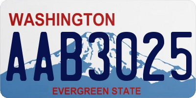 WA license plate AAB3025