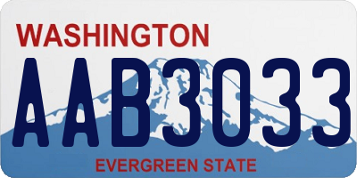 WA license plate AAB3033