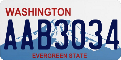 WA license plate AAB3034