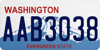 WA license plate AAB3038