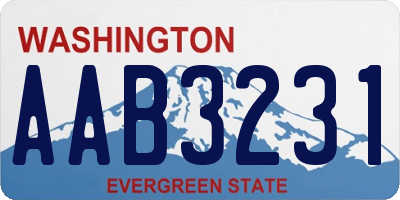WA license plate AAB3231