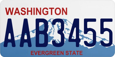 WA license plate AAB3455