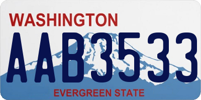 WA license plate AAB3533