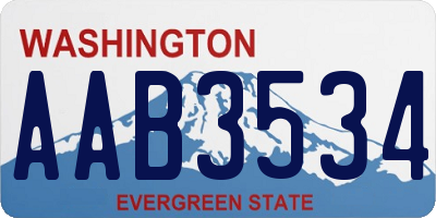 WA license plate AAB3534