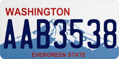 WA license plate AAB3538