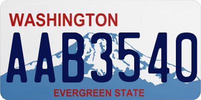 WA license plate AAB3540