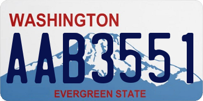 WA license plate AAB3551