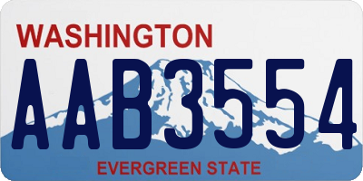 WA license plate AAB3554