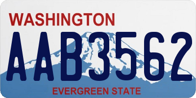 WA license plate AAB3562