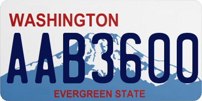 WA license plate AAB3600