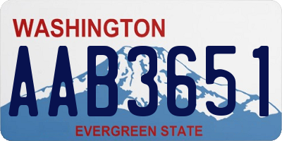 WA license plate AAB3651