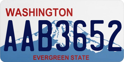 WA license plate AAB3652