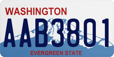 WA license plate AAB3801