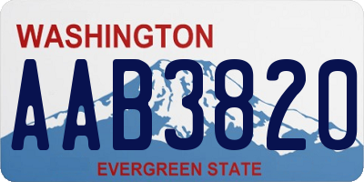 WA license plate AAB3820
