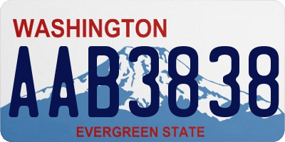 WA license plate AAB3838