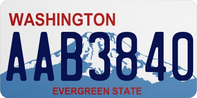 WA license plate AAB3840