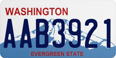 WA license plate AAB3921