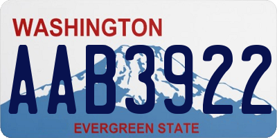 WA license plate AAB3922