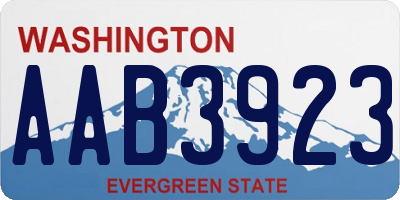 WA license plate AAB3923