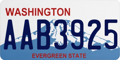 WA license plate AAB3925