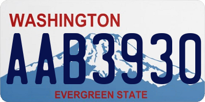 WA license plate AAB3930