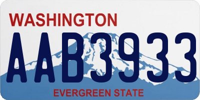 WA license plate AAB3933