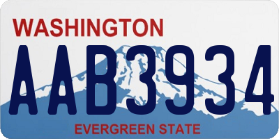 WA license plate AAB3934