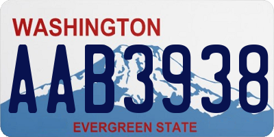 WA license plate AAB3938