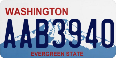 WA license plate AAB3940