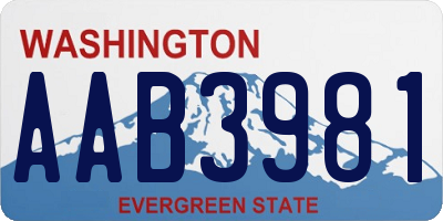 WA license plate AAB3981