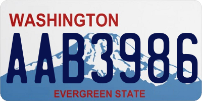 WA license plate AAB3986