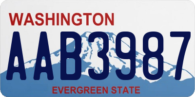 WA license plate AAB3987