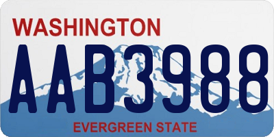 WA license plate AAB3988