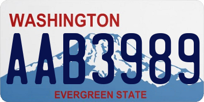 WA license plate AAB3989