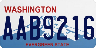 WA license plate AAB9216