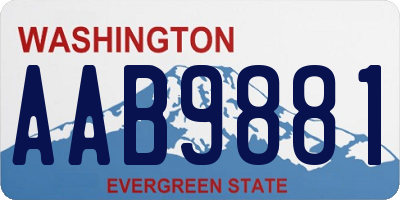 WA license plate AAB9881