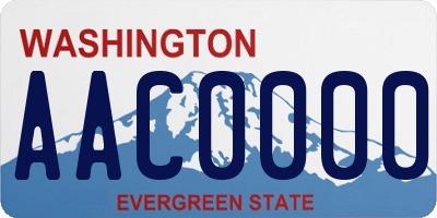 WA license plate AAC0000