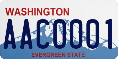 WA license plate AAC0001