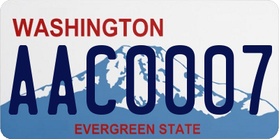 WA license plate AAC0007