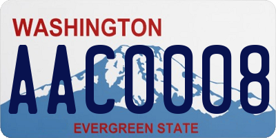 WA license plate AAC0008