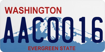 WA license plate AAC0016