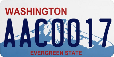 WA license plate AAC0017