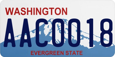 WA license plate AAC0018
